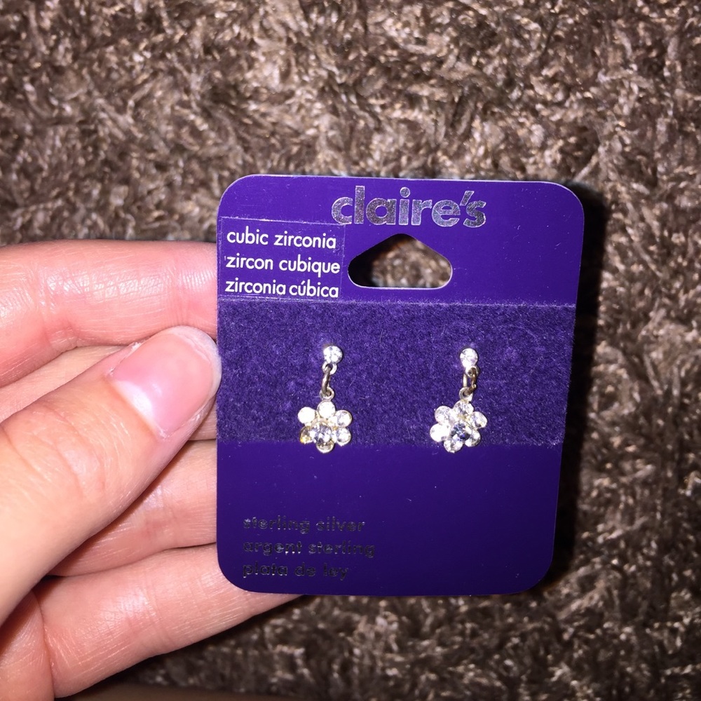 Sterling Silver Dangling Flower Earrings